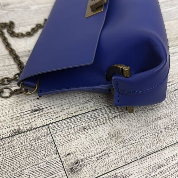 Zac Posen Eartha Cobalt Blue Folded Gusset Leather Crossbody With Dustbag - Picture 6 of 15